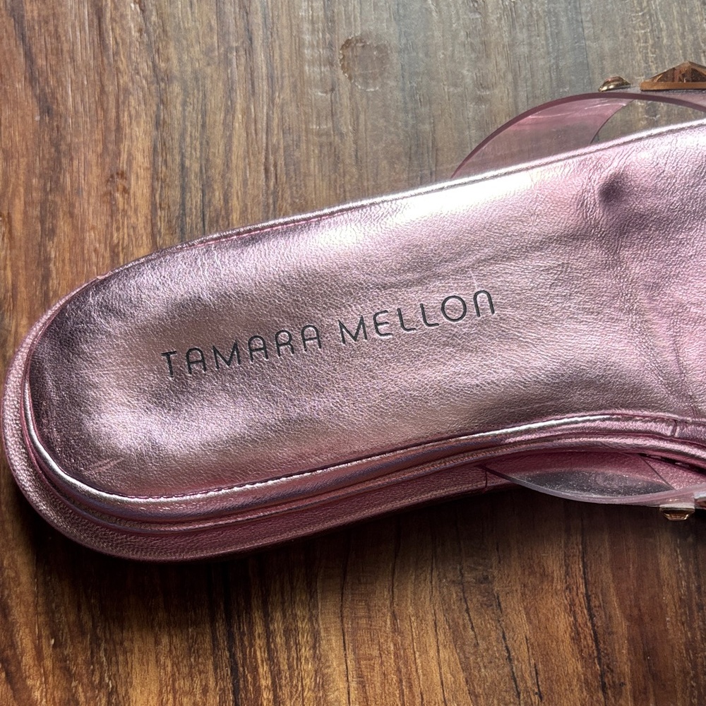 Tamara Mellon Shimmering Pink Gem Sandals, EUC size 38 1/2 - Picture 4 of 5